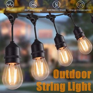LED Outdoor String Lights 25FT LED Patio Lights with 15pcs Shatterproof  Bulbs IP65 Waterproof Connectable Yard Hanging Lights Christmas Lights 