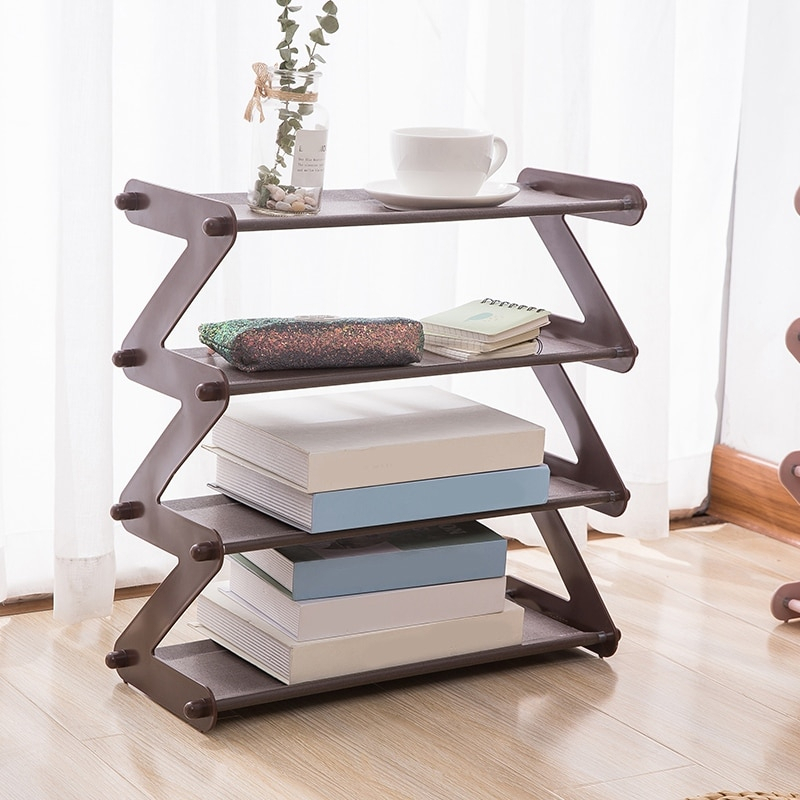New Simple 4 Layer Stainless Steel Creative Z-Shape Shoe Rack Assembly ...