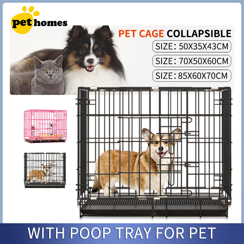 Dog cage store with poop tray