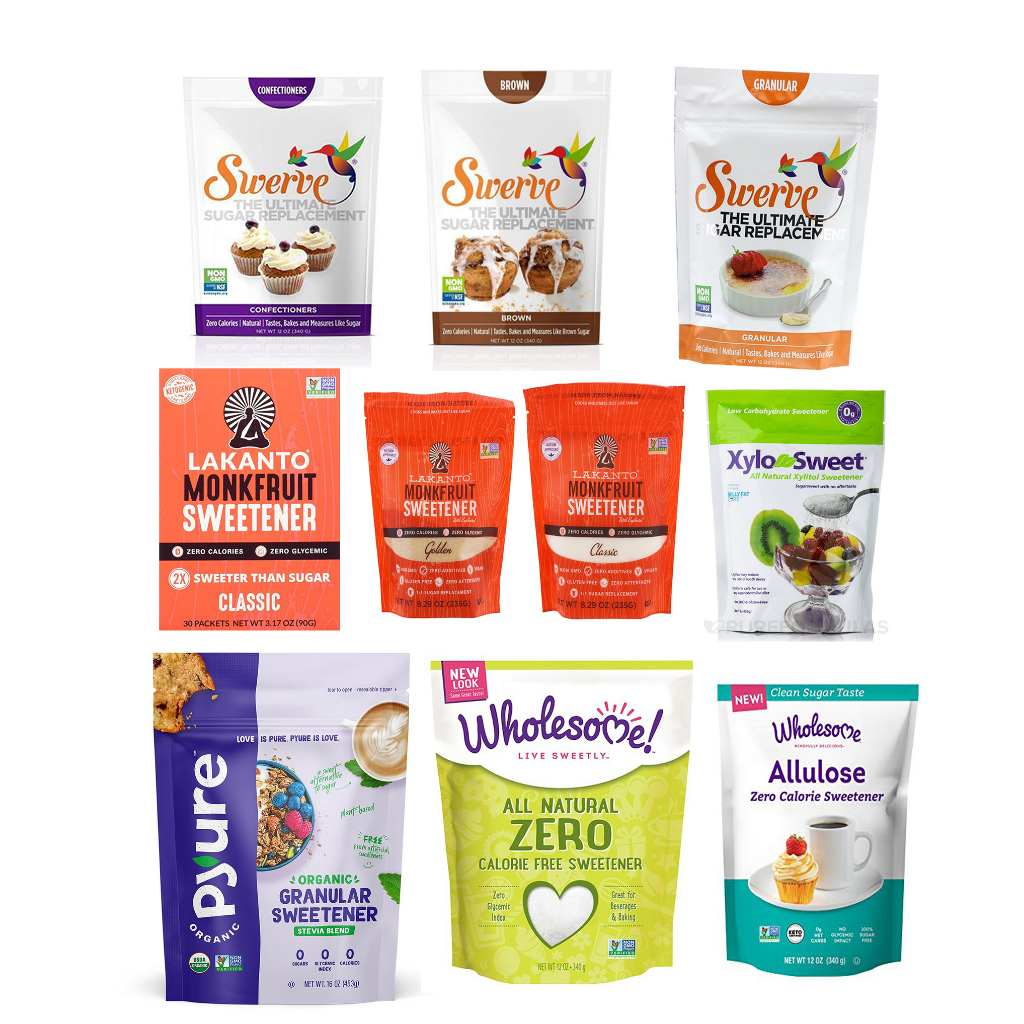 Swerve Xylo Lakanto Wholesome Pyure sugar free replacement keto