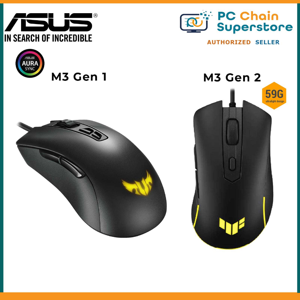 ASUS TUF Gaming M3 / M3 GEN 2 II Ergonomic wired RGB gaming mouse 7000dpi sensor, lightweight