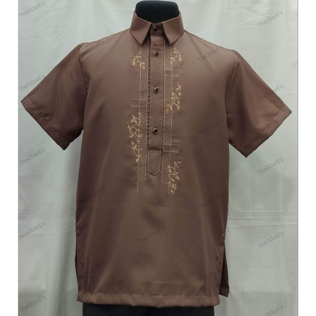 NEUMAN LINEN MENS POLO BARONG (C#40) Brown | Shopee Philippines