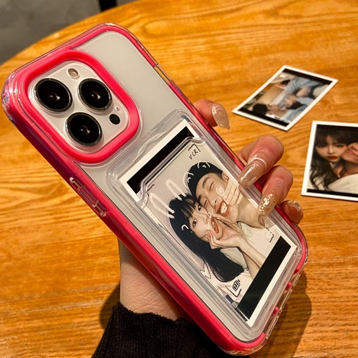 3 In 1 Card Holder Clear Removable Frame Case for iPhone 15 14 13 12 11