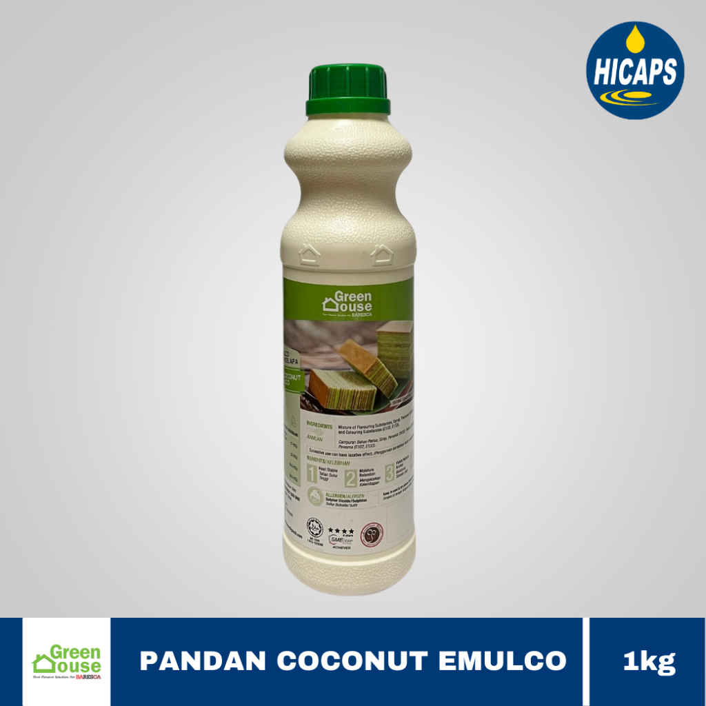 Hicaps Greenhouse Pandan Coconut Emulco 1Kg (Flavor And Color) | Shopee ...