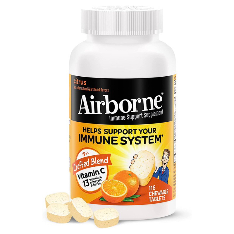 Airborne 1000mg Vitamin C Chewable Tablets with Zinc, (116 count bottle