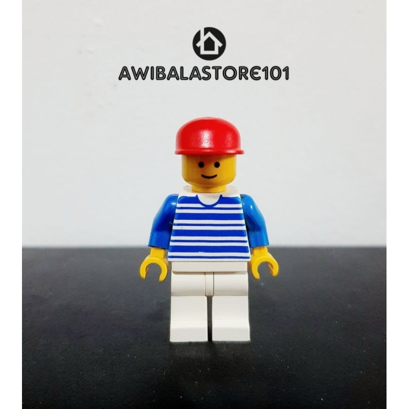 Lego Horizontal Lines Blue Minifigure Blue Arms White Legs, Red Cap ...