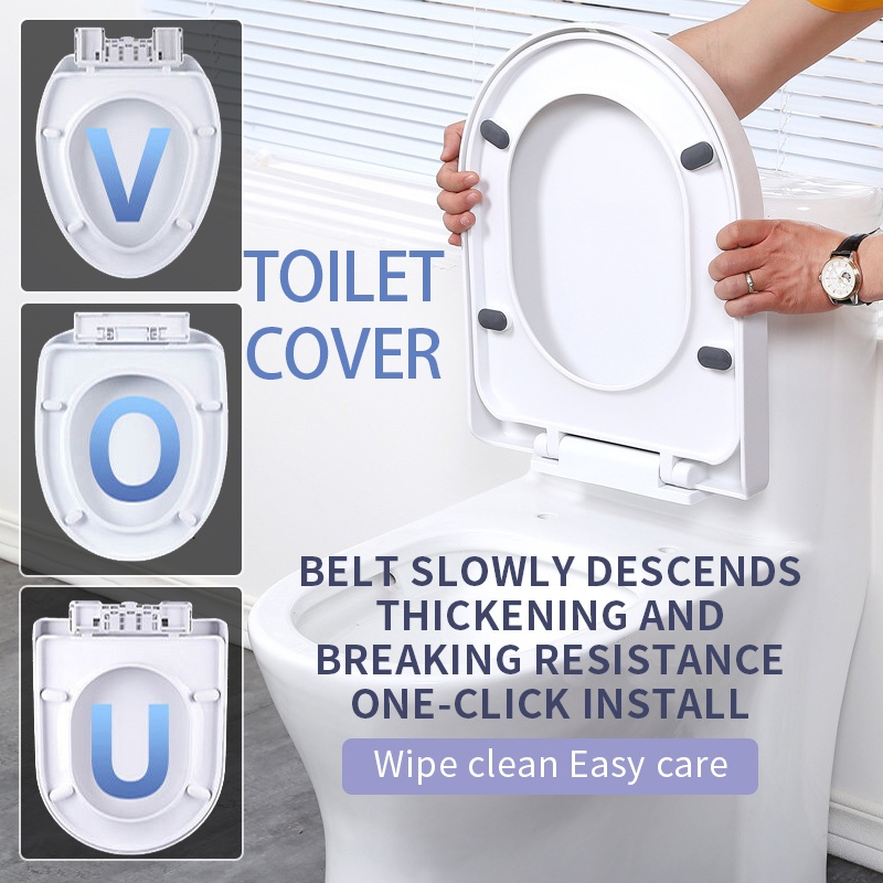 Toilet cover V/O/U shape toilet cover lifter Soft Open Close Easy Clean