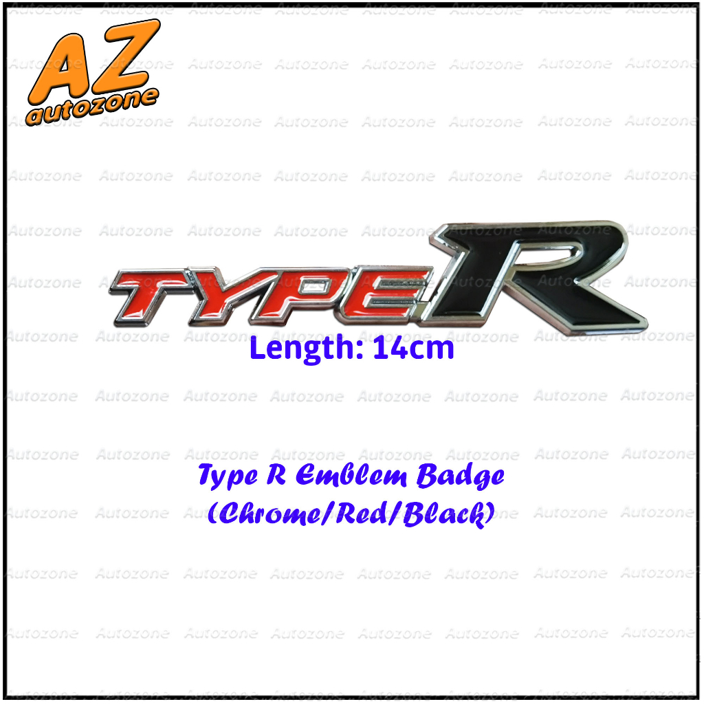 Type R Metal Rear Trunk Emblem Badge for Honda Cars (Red/Black ...