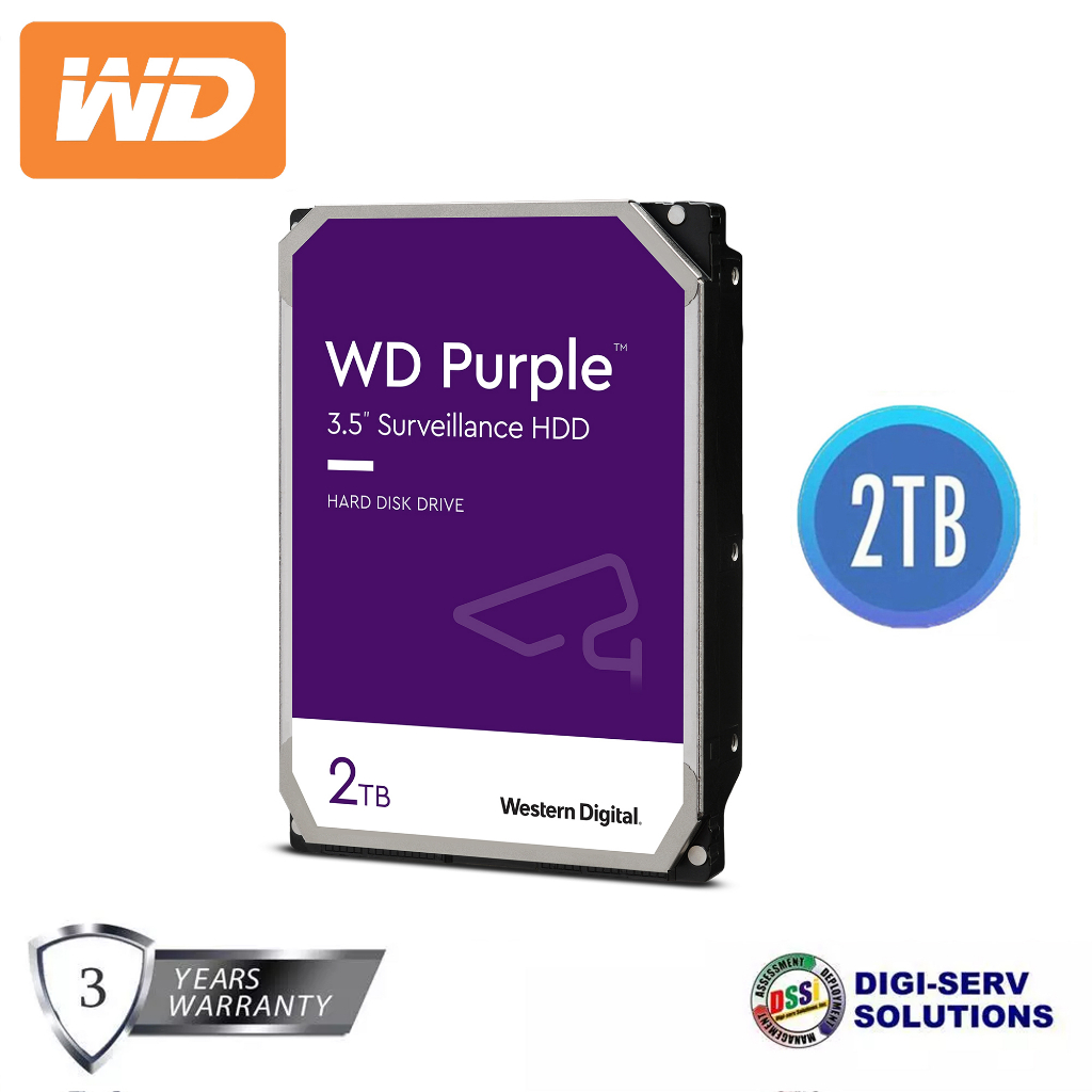 WD Purple 2TB Surveillance HDD – 3.5" SATA III Internal Hard Drive WD23PURZ