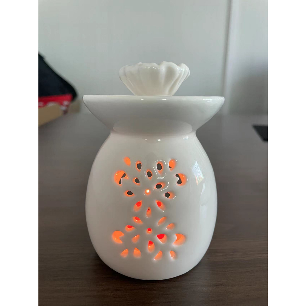 Round White Ceramic Candle burner Wax Melt Warmer Aromatherapy Aroma