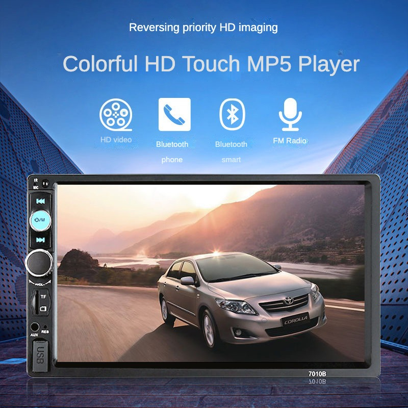 7012B 2 Din Car Stereo Bluetooth Audio Radio Touch Screen Monitor MP5 Player SD USB Rear View