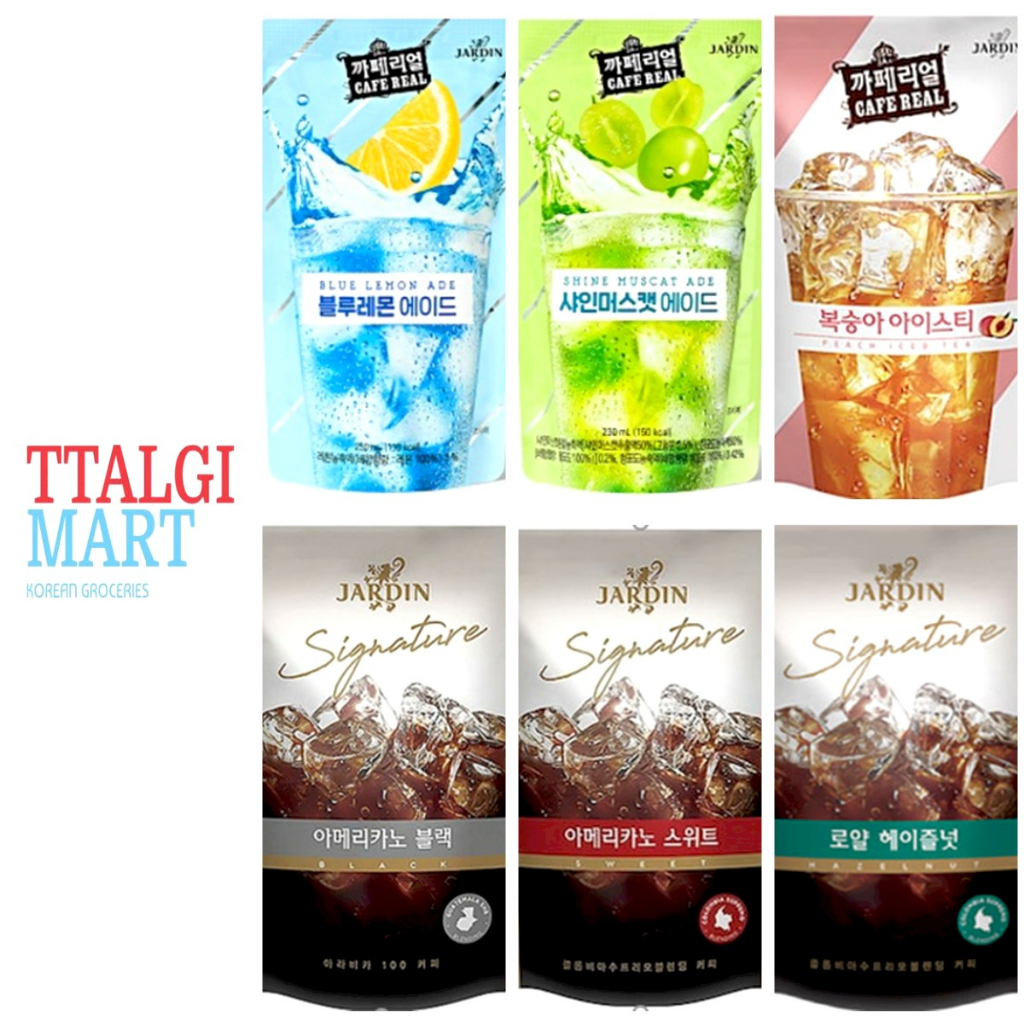 TTALGIMART JARDIN CAFE REAL KOREAN POUCH DRINK PEACH BLUE LEMON SHINE