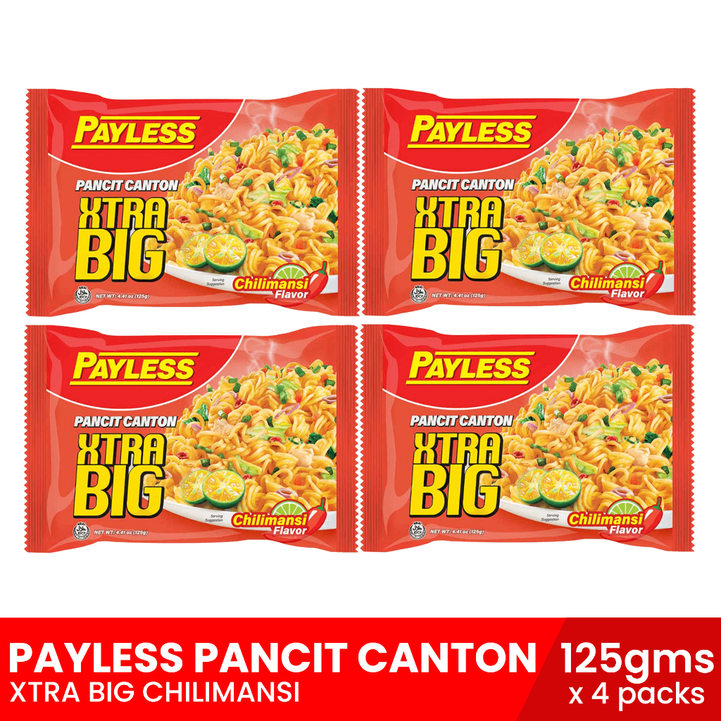 Payless Xtra Big Pancit Canton Chili-Mansi 125Gx 4 Packs | Shopee ...