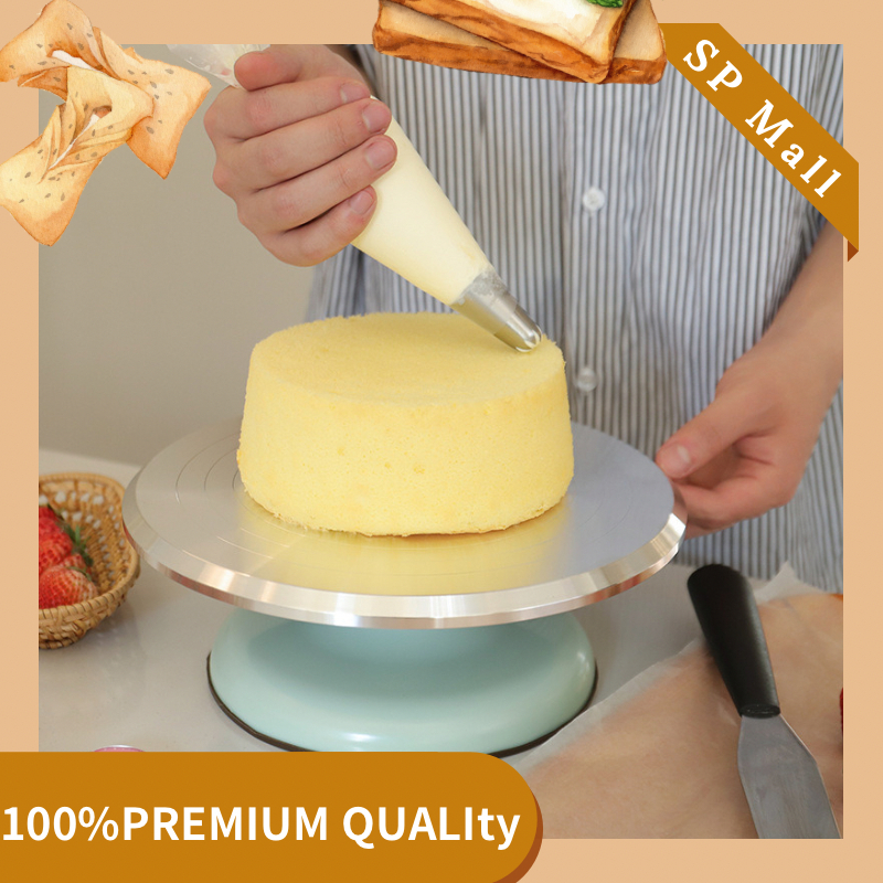 （One Year Warranty）12Inch Heavy Duty Cake Turntable Aluminum Cake Stand