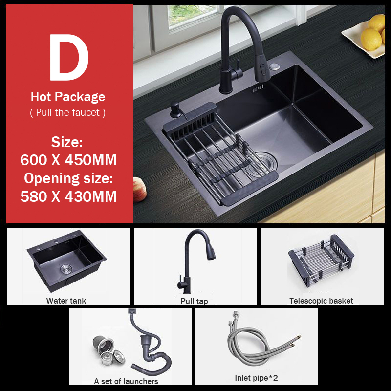 onhand 304 Kitchen Sink Stainless Steel Sink Faucet Single/Double Tub 3mm Thick Stainless Lababo