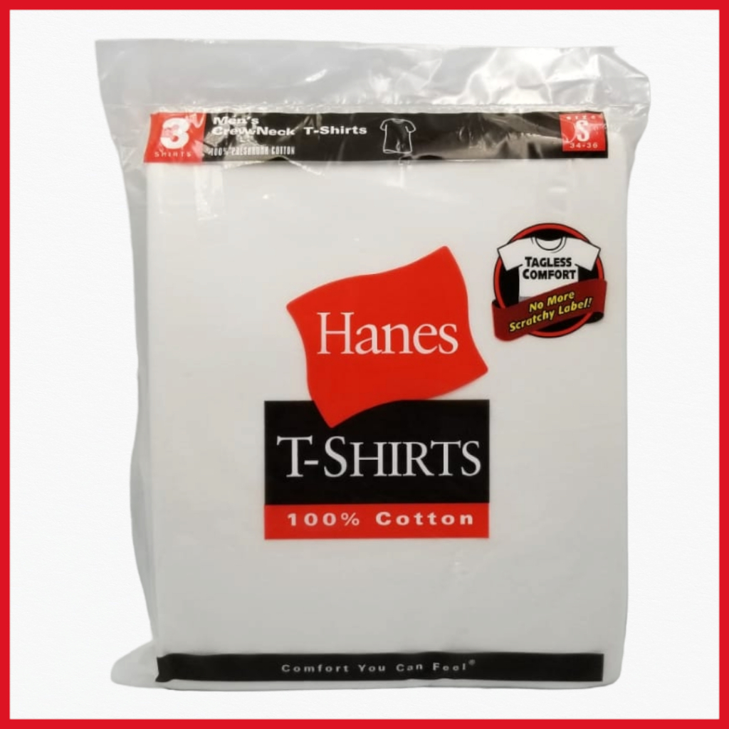 Hanes Men's Tagless V-Neck T-Shirts – White 6 Pack, Size Small (34-36)