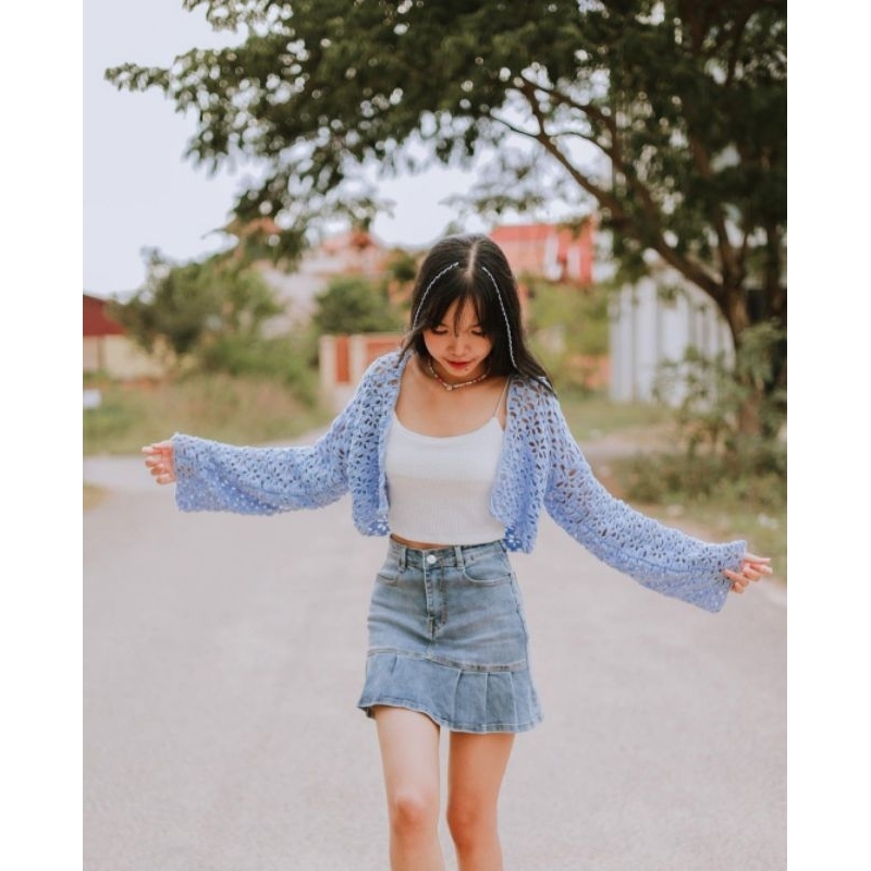 Crochet Floral Lace Cardigan Shopee Philippines