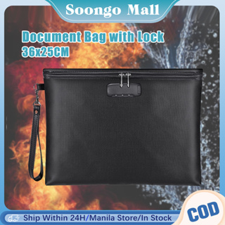 Cacagoo Fireproof Document Bag Large Size Fire & Water Resistant Money Bag Safety Box Zipper Closure With Shoulder Strap Storage Bag Pouch For Cash Fi