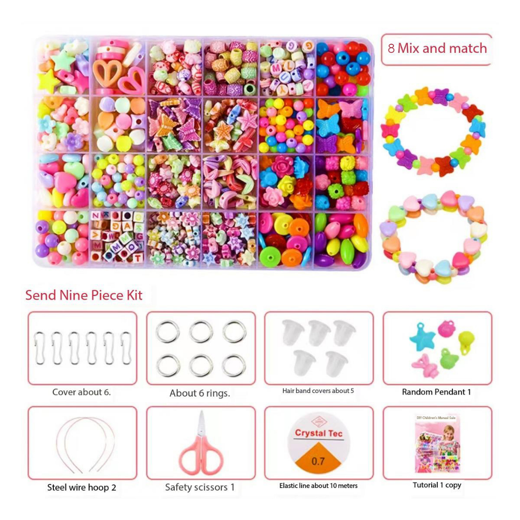 Alphar Toys DIY Craft Toy Girls Beads Set Kids Mix Color Bead Bracelet ...