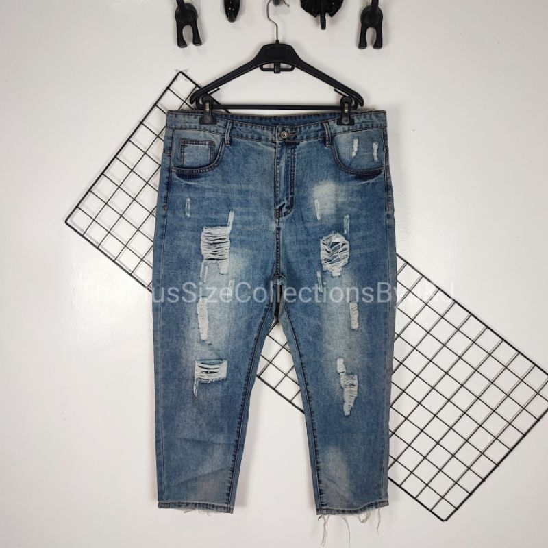 Women's Tattered Pants Straight Cut | Shopee Philippines