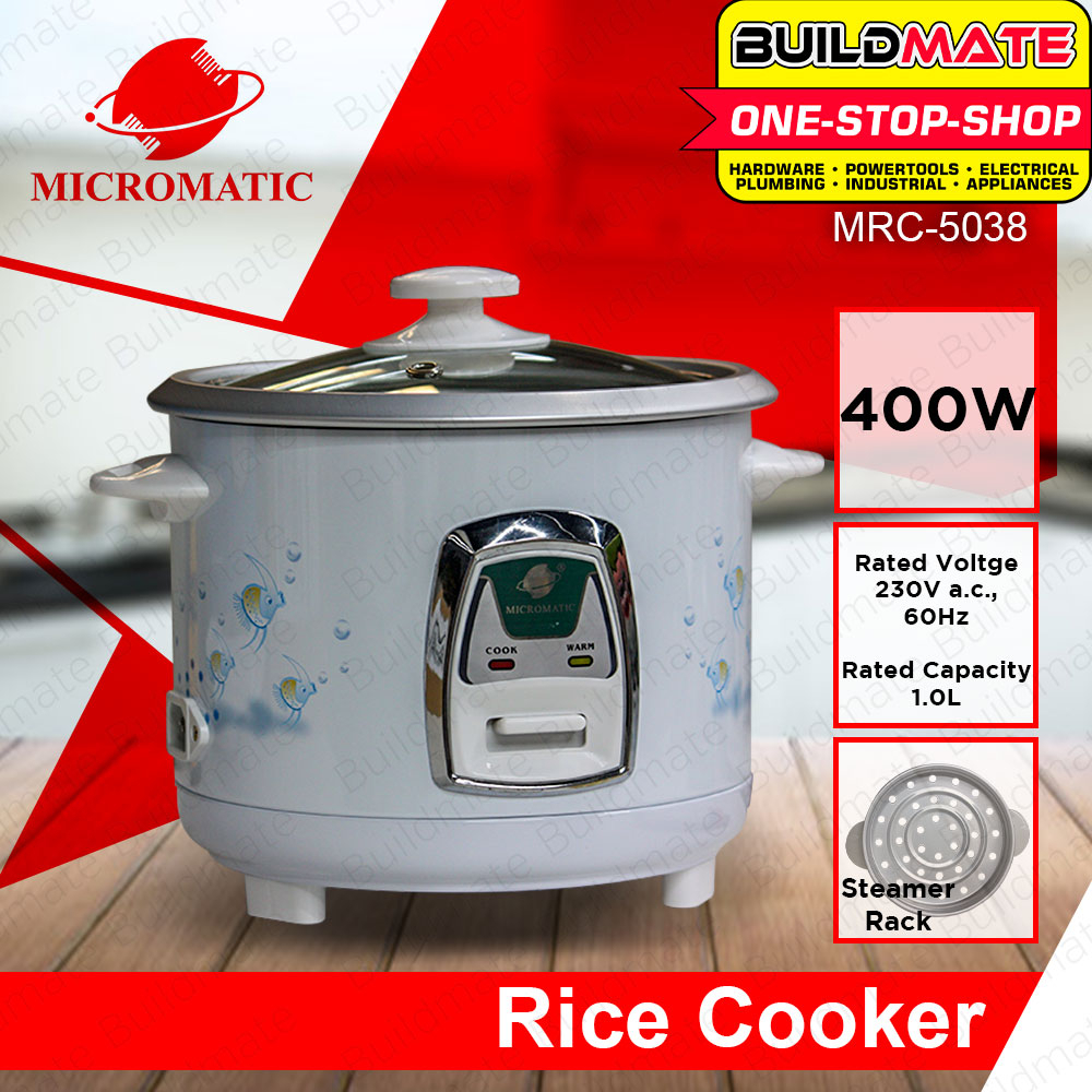 BUILDMATE Micromatic Rice Cooker with Steamer 1L 5 CUPS 400W Electric