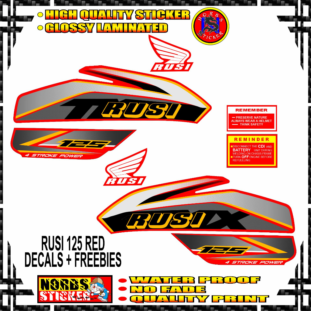 Rusi 125 Red Sticker Decals Shopee Philippines