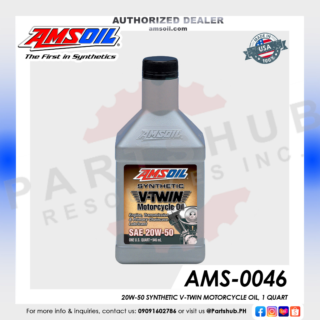 Amsoil 0046 20w 50 Synthetic V Twin Motorcycle Oil 1 Quart Shopee