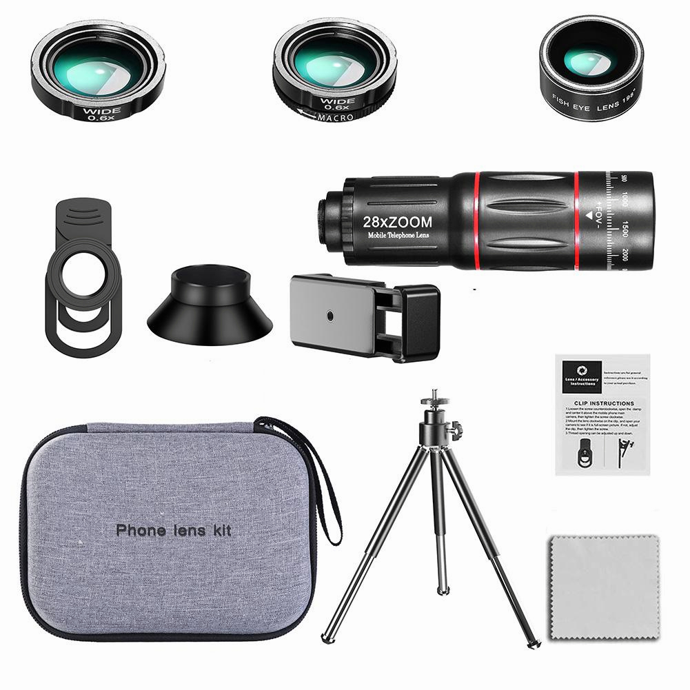 HD Phone Camera Lens Kit 28X Telephoto zoom Wideangle Macro Fisheye