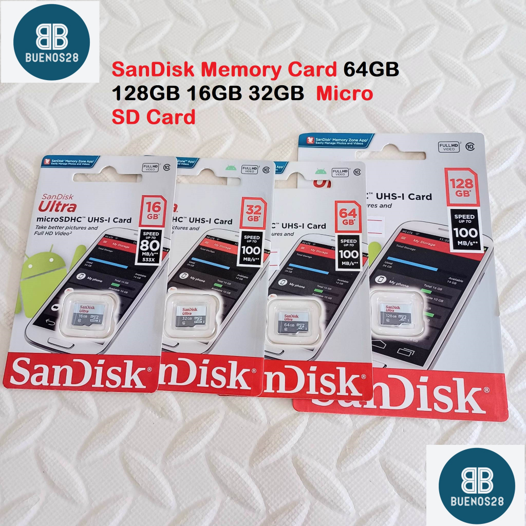 32GB Sandisk Ultra SD/MicroSD Memory Card Class 10 A1 - Adapter Included