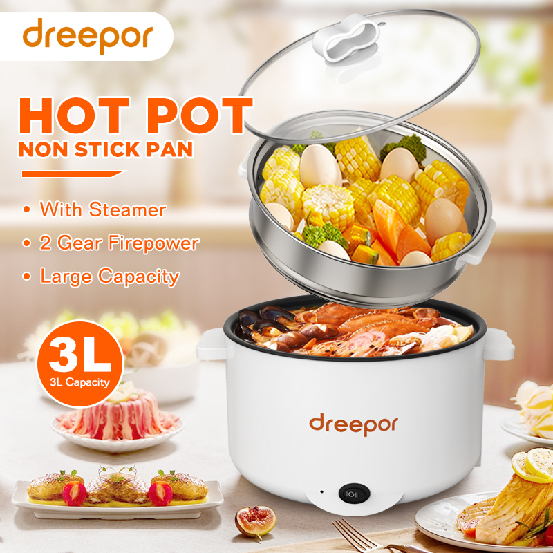 Dreepor Multi Electric Cooker Mini Rice Cooker Small With Steaming Tray Non Stick Pot 3L Shopee Philippines