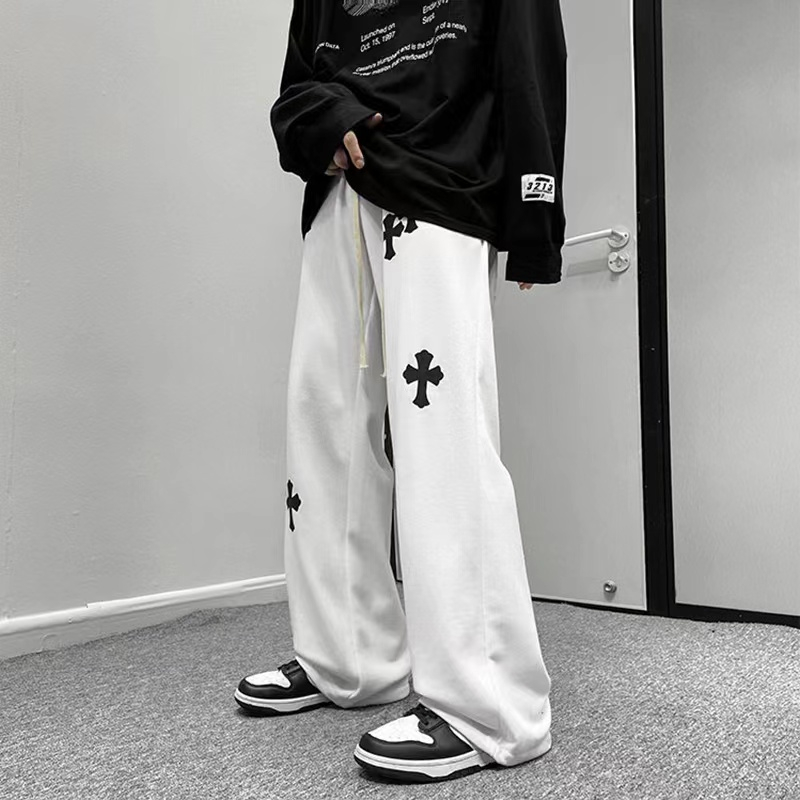 saferido Loose Printed Letters Jeans Blue Overalls Men's Oversize Casual Hiphop Straight Wide-leg Pants Four Seasons Work Denim Trousers
