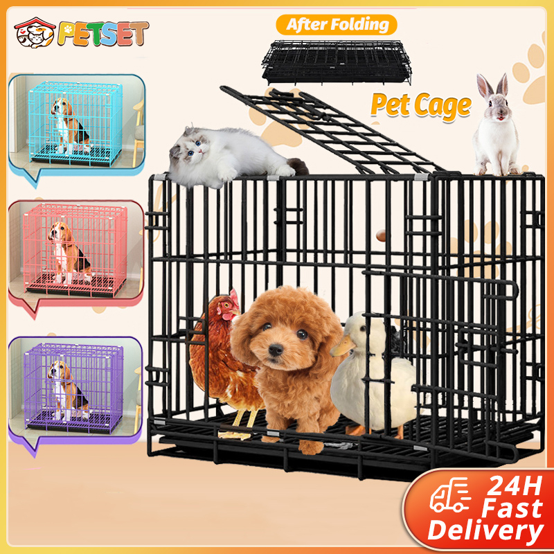 Heavy Duty Pet Cages Dog Cat Foldable Cage Free Poop Tray For Cat Puppy ...