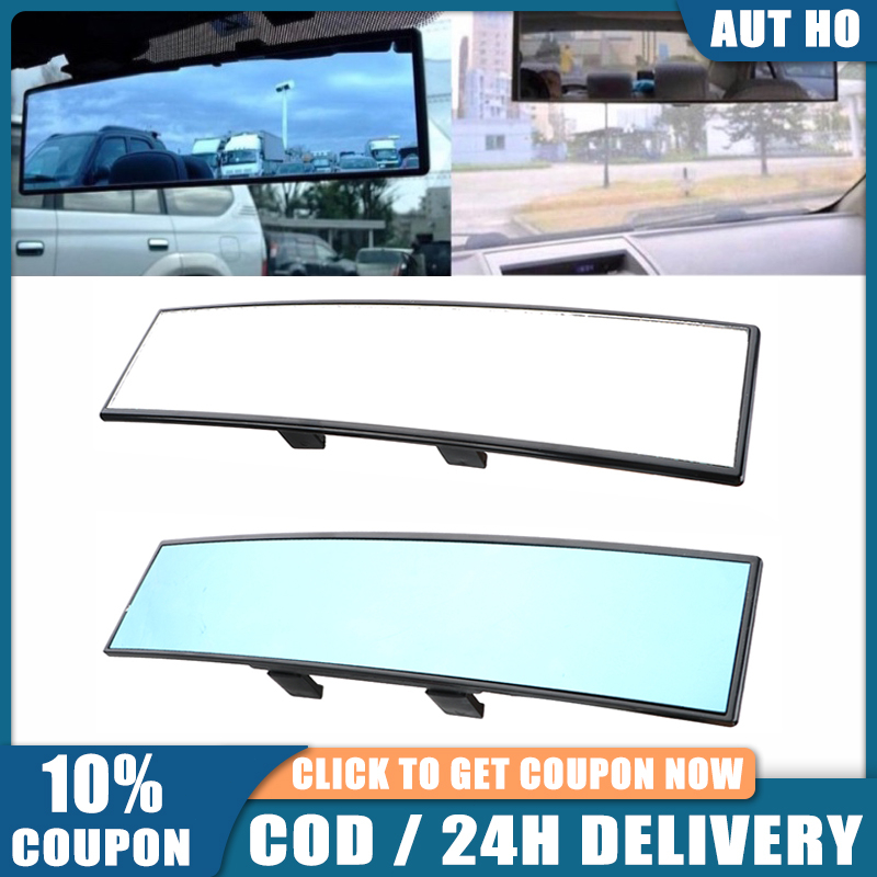 Car curved Rear View Mirror Angle Panoramic 300mm Large Vision blue