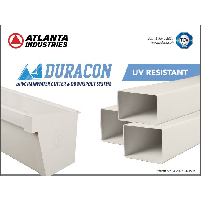 ATLANTA DURACON PVC GUTTER 12" , DOWNSPOUT AND FITTINGS 2.5X4" | Shopee ...