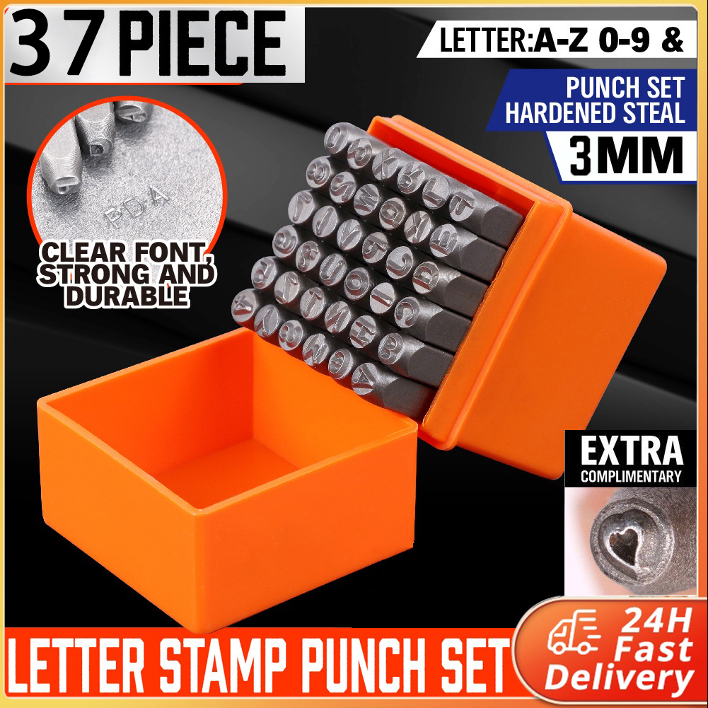Professional 37pcs Steel Metal Stamping Tool Set,Number & Capital Letter Stamp Set (3mm