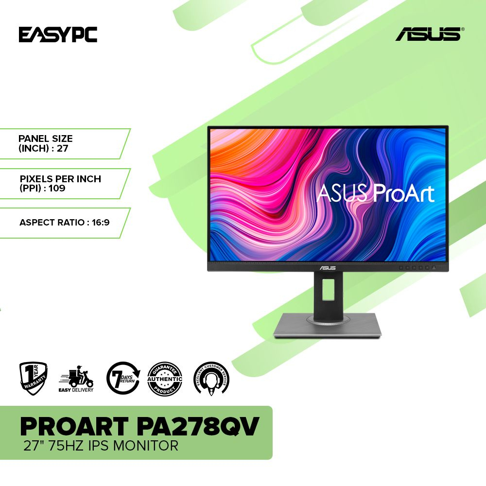 Easypc Asus Proart Pa278qv 27 Inch 75hz Ips Monitor Non Glare Display Shopee Philippines 8080