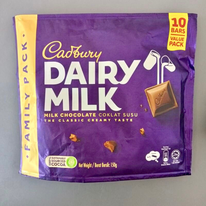 Cadbury Dairy Milk Family Pack 150g (Milk Chocolate/Milk Chocolate With