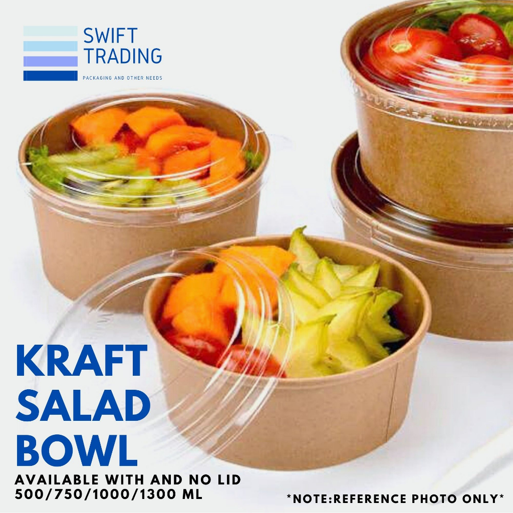 10's KRAFT SALAD BOWL 500ML / 750ML / 1000ML / 1300ML (WITH LID