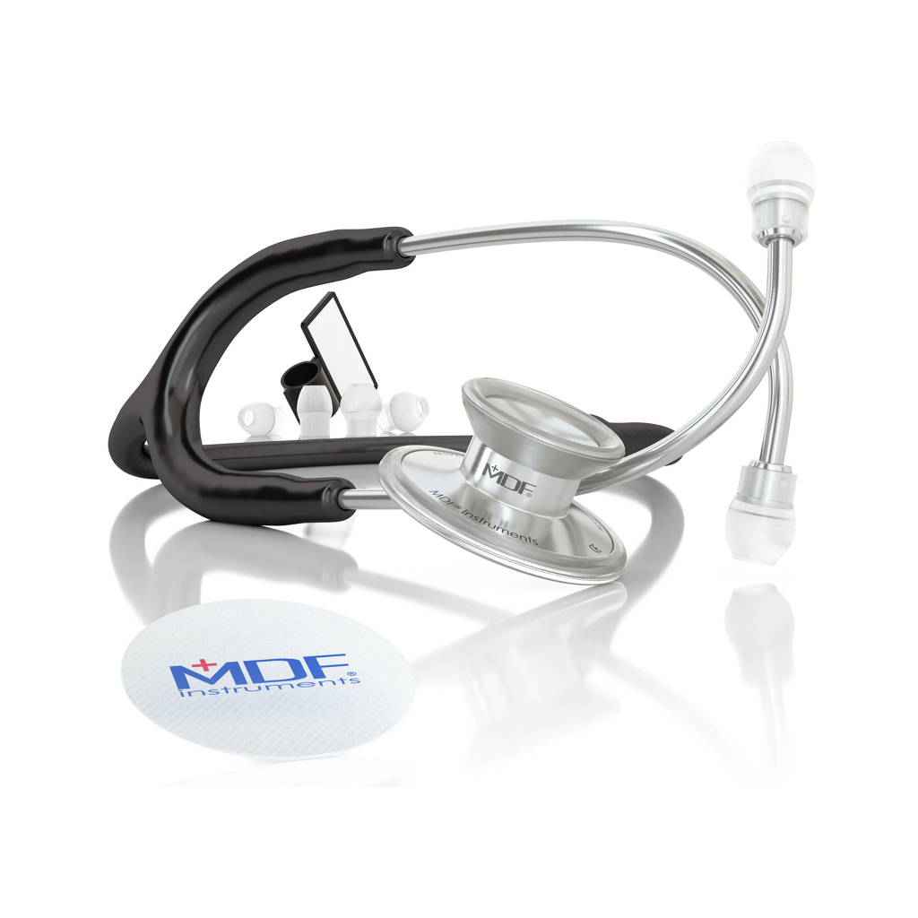 MDF Instruments, Acoustica Lightweight Stethoscope for Doctors, Nurses, Students, Home Health Use, Adult, Dual Head, Pastel Blue Tube, Silver Chestpiece-Headset, MDF747XP03