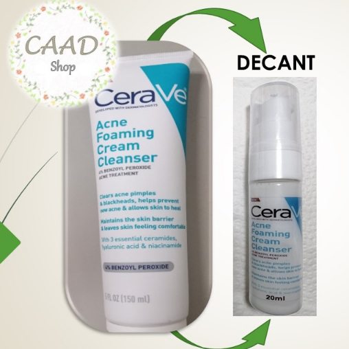 CeraVe Acne Foaming Cream Cleanser 4 Benzoyl Peroxide DECANT 20ML