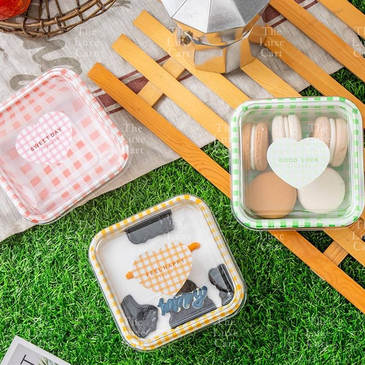 10pcs Retro Checkered Cake Box Square Rectangle / Cute Aesthetic Korean ...