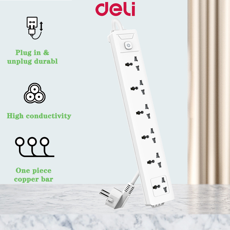 Deli Universal Power Extension Socket Universal Socket Extension Cord