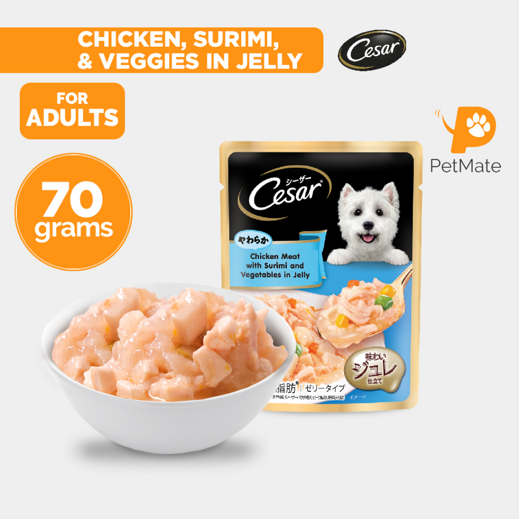 Cesar Adult Wet Dog Food Chicken, Surimi, Vegetables in Jelly 70g ...