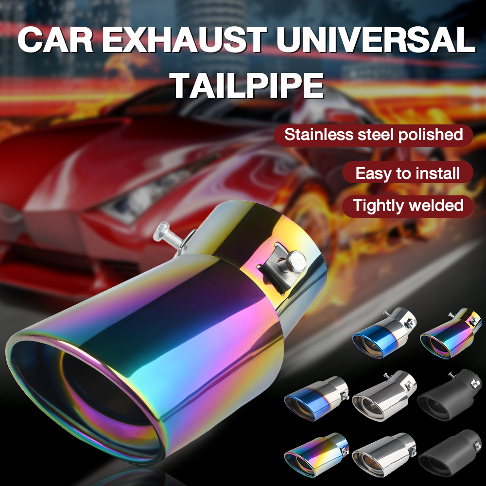 Universal Car Muffler Exhaust Tip Stainless Steel Curved &Straight
