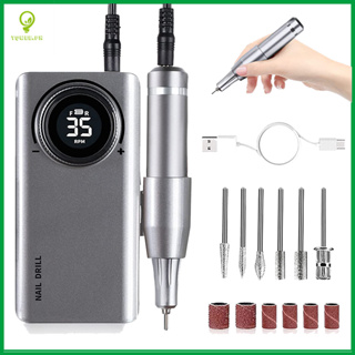 YOKE FELLOW Acrylic Nail Drill 40000rpm Portable Nail Drill with HD LCD  Display Professional E File Machine for Home and Salon Use Grey Gray