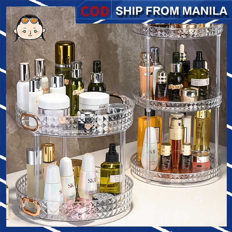 360°Rotating Lipstick Storage Box Perfume Pressed Powder Air Cushion ...