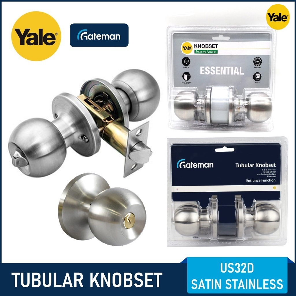 YALE KNOBSET | GATEMAN CYLINDRICAL / TUBULAR | DOOR KNOB | DOORKNOB | S ...