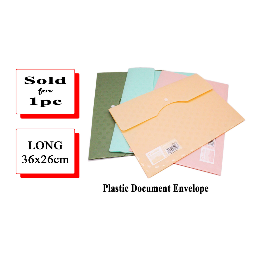 Plastic Document Envelope Snap Botton Simple Dot Design Long size