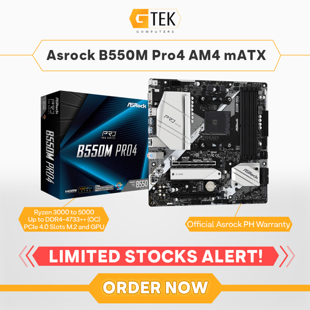 Asrock B550M Pro4 B550 AMD Ryzen AM4 mATX Motherboard | Shopee Philippines