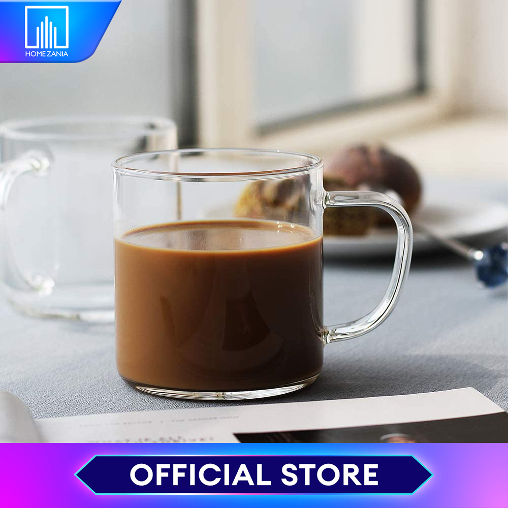 Home Zania 400ml Clear Borosilicate Glass Coffee Cups LeadFree